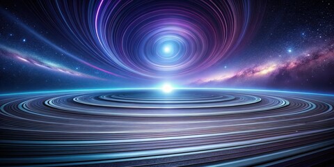 Cosmic Rings Encircling a Celestial Body with a Glowing Core and Starry Background