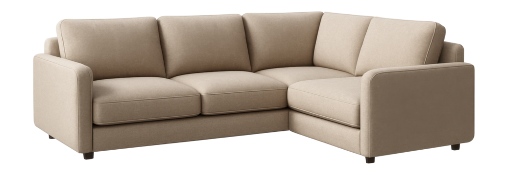 L-shaped corner sofa, ideal for maximizing seating in compact living spaces.