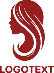 Elegant woman silhouette with long hair isolated on white background for beauty salon