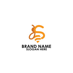 Letter S Bee Logo Design, Modern Custom Typography with Honey Bee Concept