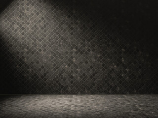 Elegant patterned black wall with soft lighting, perfect for minimalistic setups.