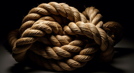 Close-up of Complicated Knot and Entangled Rope