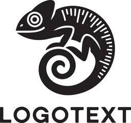 Chameleon silhouette isolated on white background, a reptile with unique adaptation