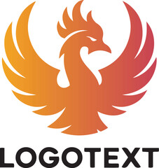 Fototapeta premium Orange phoenix isolated on white background for mythical bird logo design template