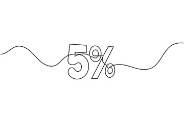 Obraz premium Percentage sign continuous one line drawing minimalist finance discount symbol illustration