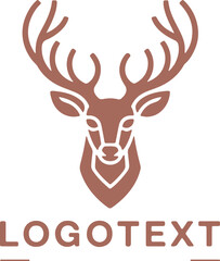 Deer head with antlers isolated on white background for hunting logo design concept