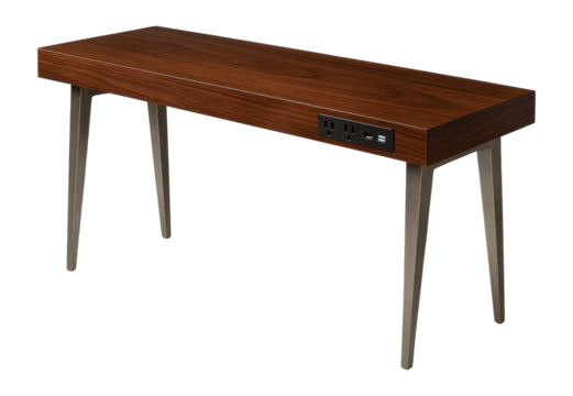 Console table featuring USB ports and outlets, perfect for charging devices in a modern