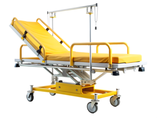  A Yellow Patient Lift Suspended in Mid-Air, Ready to Transport  isolated on white background ,PNG.AI Generated.