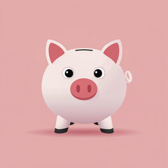 Piggy Bank in Pink: A charming, cheerful piggy bank stands poised against a soft pink backdrop, symbolizing savings and financial planning, suggesting the value of accumulating wealth.