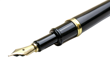 Black Fountain writing pen isolated  on white background ,PNG.AI Generated.