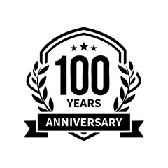 100th Anniversary Laurel Wreath Crown Engraving Vector Illustration