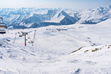 Winter panorama of Gudauri ski resort, Georgia