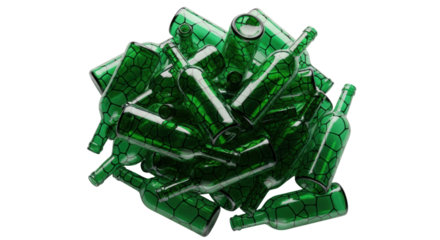 Sustainable living concept with a collection of green glass bottles ready for recycling promoting eco friendly choices and waste reduction