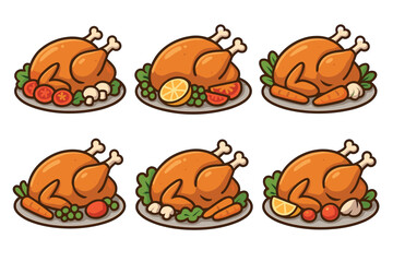Fototapeta premium Family gathering celebrating togetherness and meal sharing. Set of 6 vector illustration