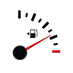 Fuel indicator, gas meter. Fuel sensor. Car dashboard. concept of fuel indicator on white background