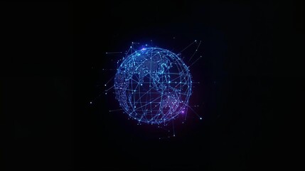 Obraz premium A glowing digital globe made of interconnected nodes and lines