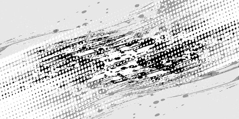 Tire tracks background for rally, drift, motocross, off-road and other auto and motorsport. Black tire marks on a white background with a worn effect and splashes of dirt..