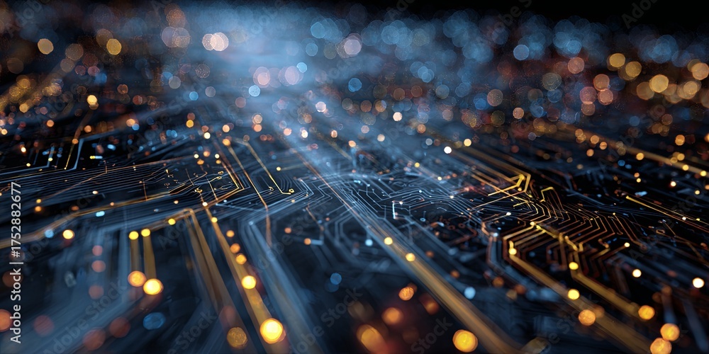 Canvas Prints futuristic abstract technology background with circuitry elements and glowing light effects for digi