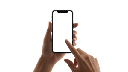 Woman's hand interacting with smartphone screen for modern communication