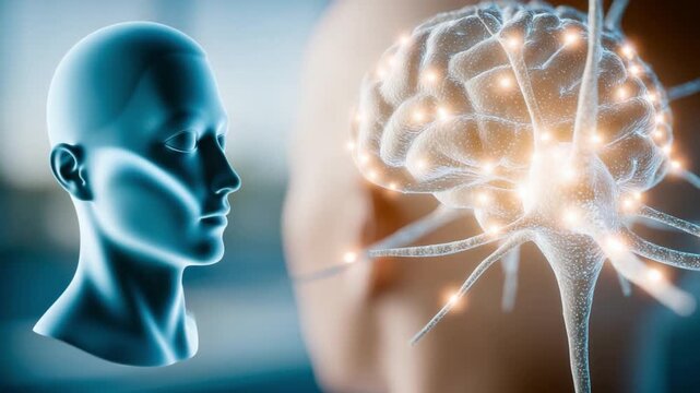 Neural Symphony: A mesmerizing visual, capturing the intricate dance of the human brain, rendered in vibrant detail, symbolizing the essence of intellect and the marvel of consciousness. 