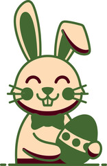 Vector art of happy easter bunny holding egg, spring celebration