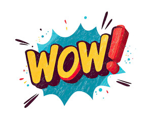 Bold 'Wow!' message with exclamation point for impactful announcement and attention