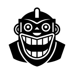 funny meme face robotic metallic style vector art  illustration