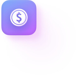 Soft 3D Purple Dollar Coin Icon