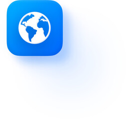 Soft 3D Blue Earth Globe Icon