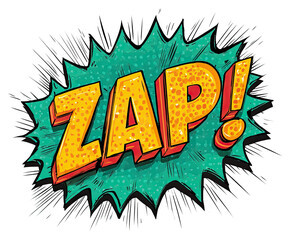 Dynamic ZAP! comic text effect bursting with energy for vibrant designs or promotions