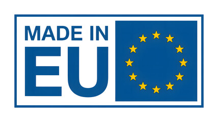 Showcase premium products with the 'Made in EU' label, a symbol of quality and trust, ideal for global branding and marketing campaigns that highlight European standards