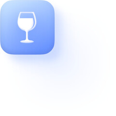 Soft 3D Blue Wine Glass Icon