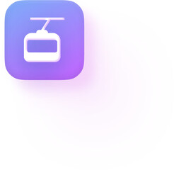 Soft 3D Purple Cable Car Icon