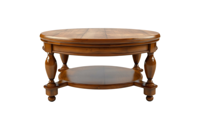 Elegant round wooden coffee table in cozy living room setting home decor natural light rustic charm
