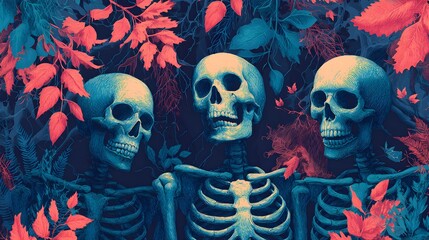  Halloween banner design with skeletons, spooky background, and editable party invitation text