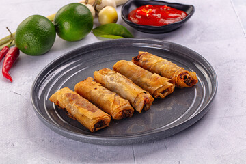 Stuffed Vietnamese Nem roll with meat