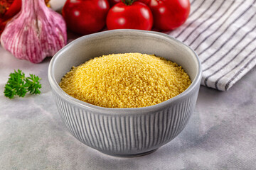 Vegan cuisine - raw dry couscous