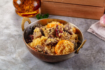 Traditional couscous with lamb and vegetables