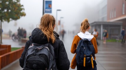 Two people walking down a rainy sidewalk at night.