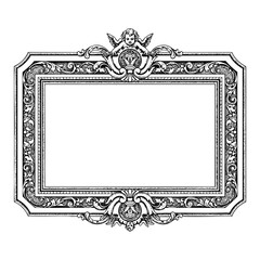 Ornate Square Frame Engraving Vector Illustration