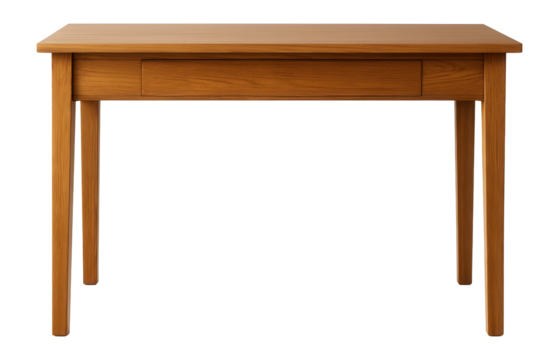 A timeless wooden writing desk with four sturdy legs and a sleek oak finish.