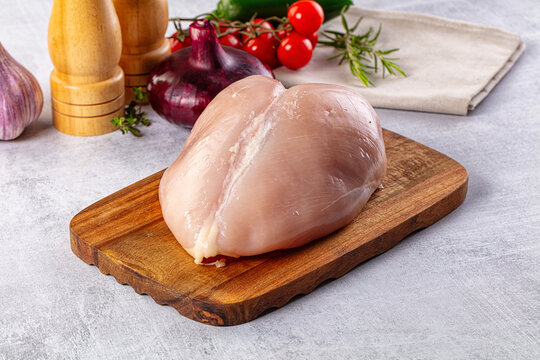Raw chicken breast without skin