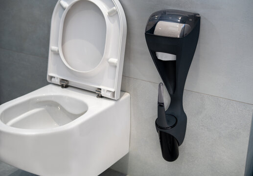 Duo dispenser for toilet brush and toilet paper roll