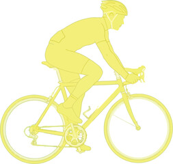 Determined cyclist in aerodynamic pose on a road bike, ready for speed and endurance.