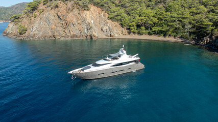 A modern yacht journey surrounded by endless blue sea and serenity.