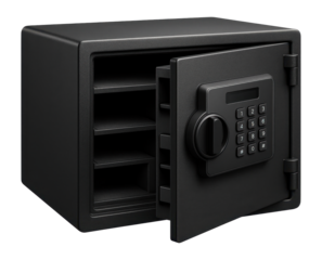 A multi-compartment safe with an electronic lock for organizing valuables at home.