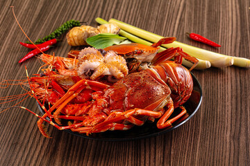 Seafood plate - lobster, crab, prawm octopus