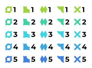 Number bullet points set with trendy geometric shapes. Colorful steps 1 to 5