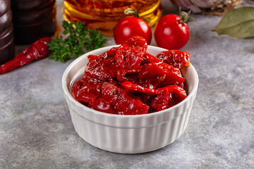 Tasty dried tomatoes in the bowl