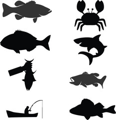 silhouettes of fish